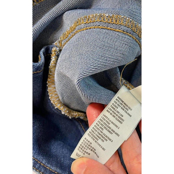 We The Free Curvy Denim Retro Flare Jean Seam Front High Rise Raw Hem Stretch 32 - Picture 8 of 8